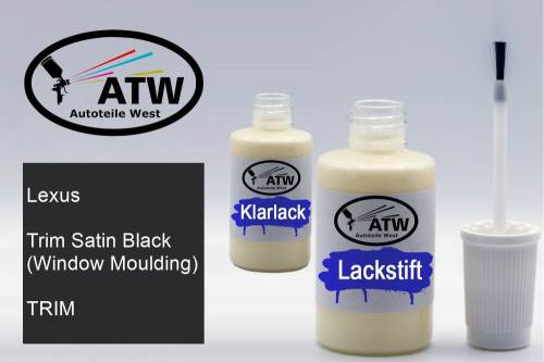 Lexus, Trim Satin Black (Window Moulding), TRIM: 20ml Lackstift + 20ml Klarlack - Set, von ATW Autoteile West.